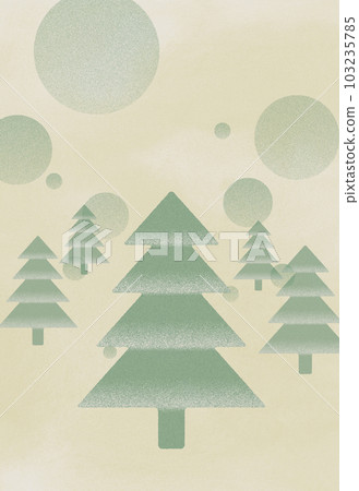 Illustration of a winter coniferous forest with snow, Christmas trees 103235785