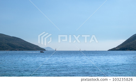 Blue Ionian sea landscape view on Lefkada Greece Blue Ionian sea landscape view on Lefkada Greece 103235826