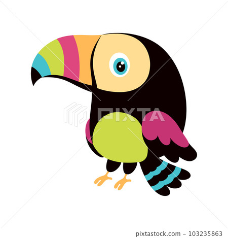 tropical vector illustration with cartoon cute toucan 103235863