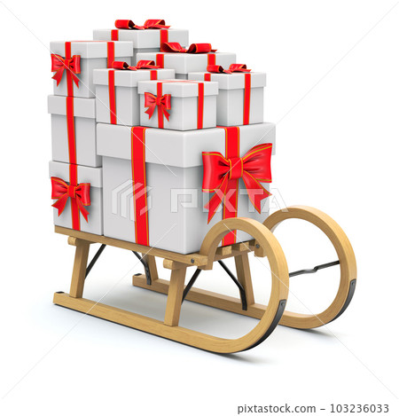 Wooden sled with the gifts Wooden sled with the gifts 103236033