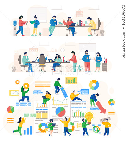 Data analysis of busy people in the office, colleagues communicating during the work Data analysis of busy people in the office, colleagues communicating during the work 103236073
