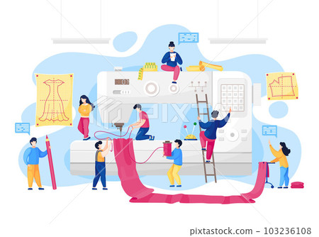 Team of people working on design of dresses and fashionable clothes 103236108