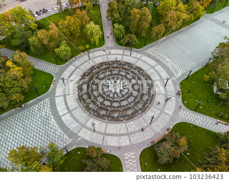 Aerial Freedom Square fountain Kharkiv, Ukraine Aerial Freedom Square fountain Kharkiv, Ukraine 103236423
