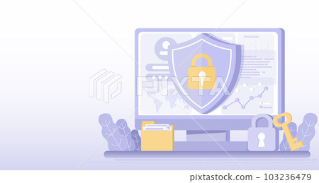Safety and security technology concept. Symbol shield of password protection, firewall, sensitive data, protect personal detail.  103236479