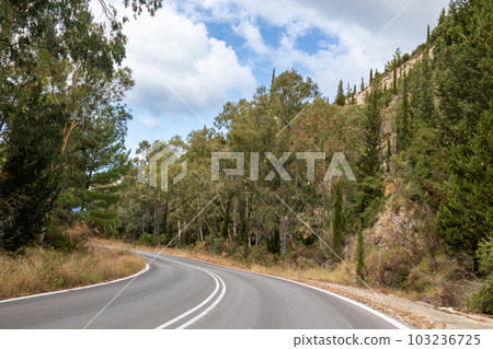 Driving scenic road on Lefkada island, Greece 103236725