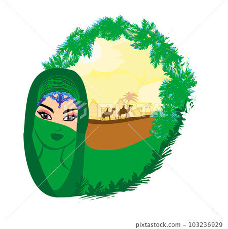 Arabian woman in the desert 103236929