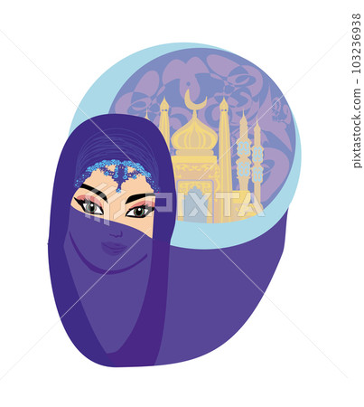 Portrait of Muslim beautiful girl in hijab 103236938