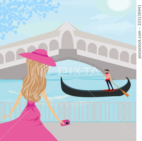 beautiful elegant tourist in Venice beautiful elegant tourist in Venice 103236941