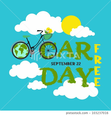 Car free day September 22. World Bicycle Day, Clean Air for blue skies concept vector disign. 103237016