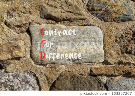 CFD symbol. Concept words CFD contract of difference on beautiful big stone in stone wall. Beautiful stone wall background. Business and CFD contract of difference concept. Copy space. CFD symbol. Concept words CFD contract of difference on beautiful big stone in stone wall. Beautiful stone wall background. Business and CFD contract of difference concept. Copy space. 103237267