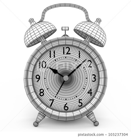 Vintage alarm clock on white background. 3d render concept of wake up time 103237304
