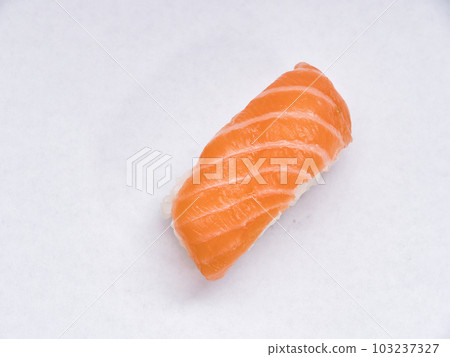 Spicy salmon Roll gunkan on White Background Isolate Spicy salmon Roll gunkan on White Background Isolate 103237327