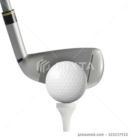 3d Stick Golf and Ball on White Tee Golfing Sport Concept Cartoon Style Can Be Used for Tournament Announcement. Vector illustration 103237410