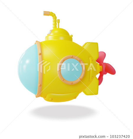 3d Yellow Submarine with Periscope Cartoon Style Isolated on a White Background. Vector illustration of Undersea Boat 3d Yellow Submarine with Periscope Cartoon Style Isolated on a White Background. Vector illustration of Undersea Boat 103237420