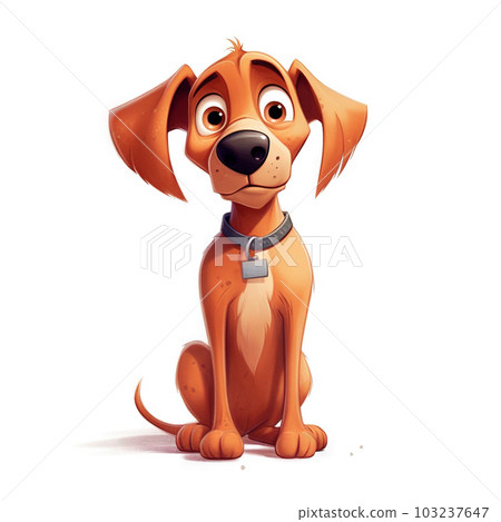 Cute Rhodesian Ridgeback - Cartoon dog illustration - Generative AI, AI generated 103237647