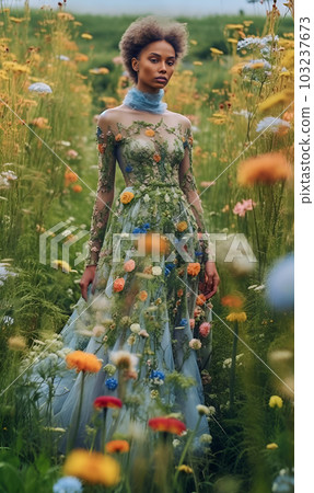 Floral couture photography, dream and fashion concept - generative AI, AI generated 103237673