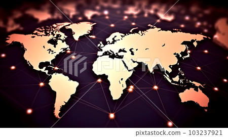World map graphic material - Generative AI　 103237921