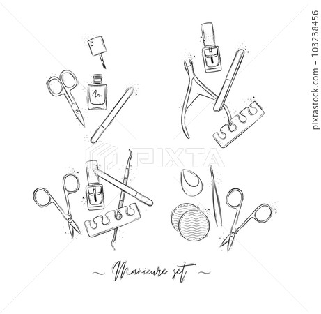 Manicure and pedicure tools compositions collection 103238456