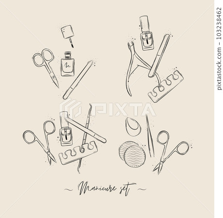 Manicure and pedicure tools compositions collection beige 103238462