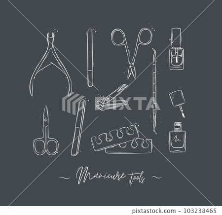 Manicure and pedicure tools collection grey Manicure and pedicure tools collection grey 103238465
