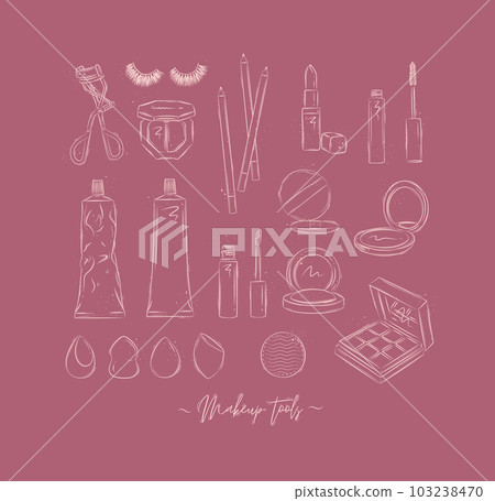 Makeup tools collection pink 103238470