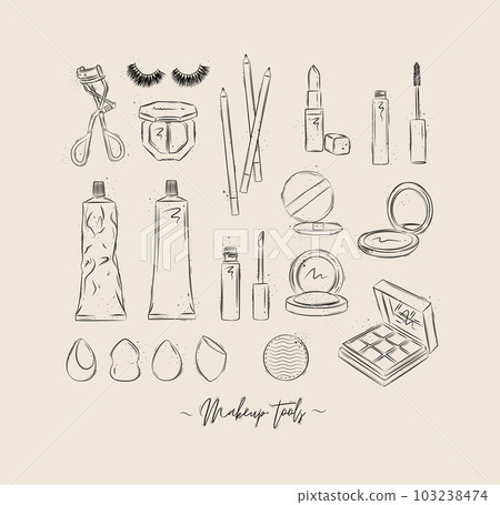 Makeup tools collection beige Makeup tools collection beige 103238474