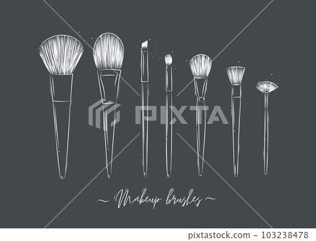 Makeup brushes beauty collection grey Makeup brushes beauty collection grey 103238478