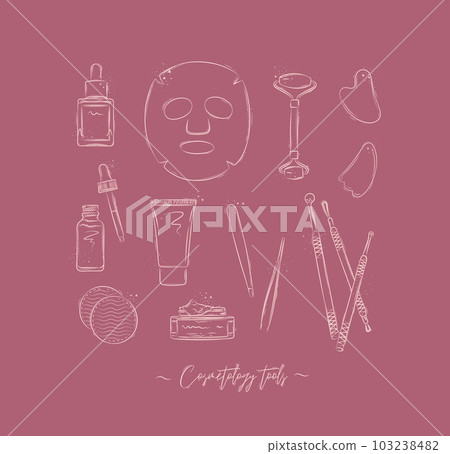 Face care tools collection pink Face care tools collection pink 103238482