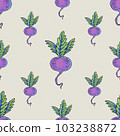 Summer garden beetroot, cartoon vegetable seamless pattern, bright texture 103238872