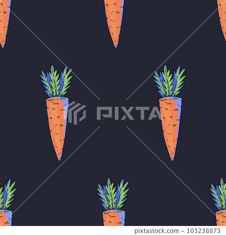Summer garden carrot, cartoon vegetable seamless pattern, bright texture 103238873