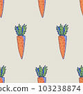Summer garden carrot, cartoon vegetable seamless pattern, bright texture 103238874