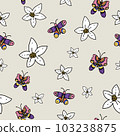 Cartoon summer flowers seamless pattern with flowers, blooming floral texture 103238875