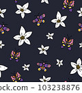 Cartoon summer flowers seamless pattern with flowers, blooming floral texture 103238876