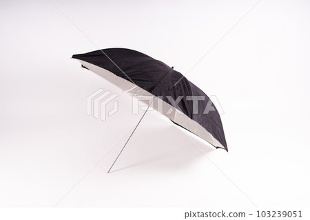 Photography studio light reflector - isolated on white background umbrella. 103239051