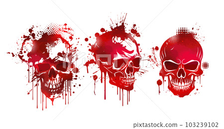 Vintage Retro Design Bloody Skull Illustration T-Shirt Printing Artwork, blood, bone, dead, art, fresh, cutting, healthy. Vector illustration Vintage Retro Design Bloody Skull Illustration T-Shirt Printing Artwork, blood, bone, dead, art, fresh, cutting, healthy. Vector illustration 103239102