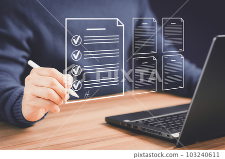 Business online contract signing concept. Online business contract electronic signature, electronic signing (e-signing), digital document management, paperless office. Business online contract signing concept. Online business contract electronic signature, electronic signing (e-signing), digital document management, paperless office. 103240611