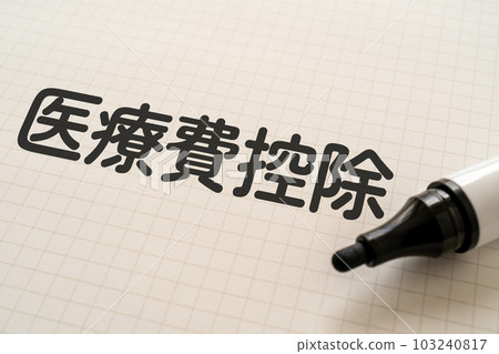 一個筆記本和記號筆，上面寫著醫療費用免賠額 103240817