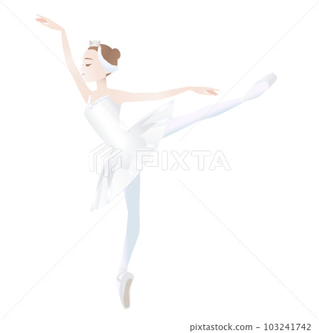 Illustration of a dancer_Image of a ballerina dancing Odette in the ballet "Swan Lake"_Arabesque Illustration of a dancer_Image of a ballerina dancing Odette in the ballet "Swan Lake"_Arabesque 103241742