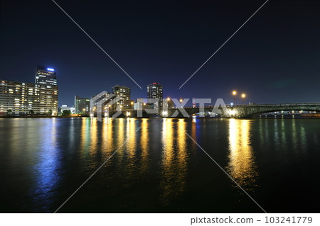 Niigata Niigata City Night view of Bandai Bridge Niigata Niigata City Night view of Bandai Bridge 103241779