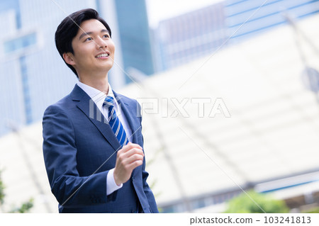 Business A young businessman walking outdoors 103241813