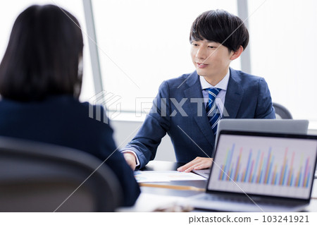 Men and women having a meeting in a conference room 103241921