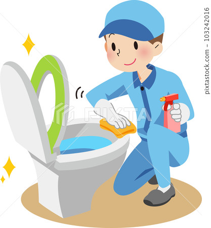 House cleaner cleaning the toilet 103242016