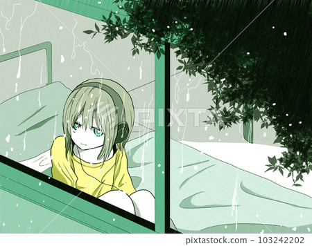 等待雨停的女人 103242202