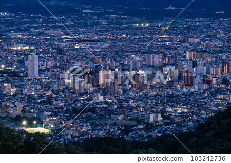"Yamanashi Prefecture" Night view of Kofu city center and view of Lake Chiyoda Hakusan 103242736