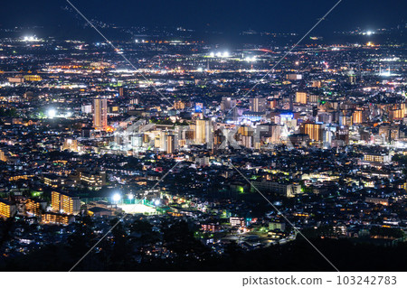"Yamanashi Prefecture" Night view of Kofu city center and view of Lake Chiyoda Hakusan 103242783