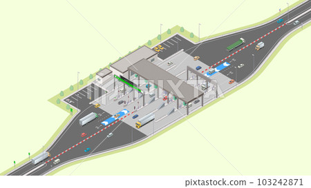 Isometric image of a highway toll booth (green area) 103242871