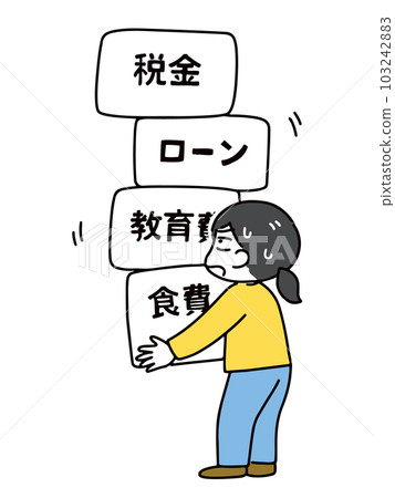 Plain clothes woman who is in trouble with accumulated expenses Plain clothes woman who is in trouble with accumulated expenses 103242883