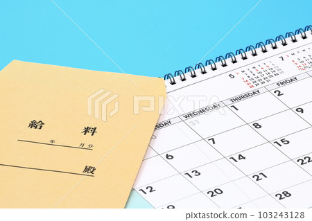 工資袋和日曆的圖像 103243128