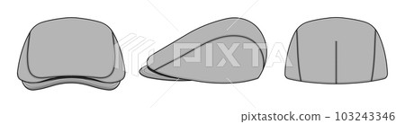 Hat / hunting cap (gray) vector illustration (front, back, side) 103243346