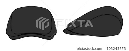 Hat / hunting cap (black) vector illustration (front / side) 103243353
